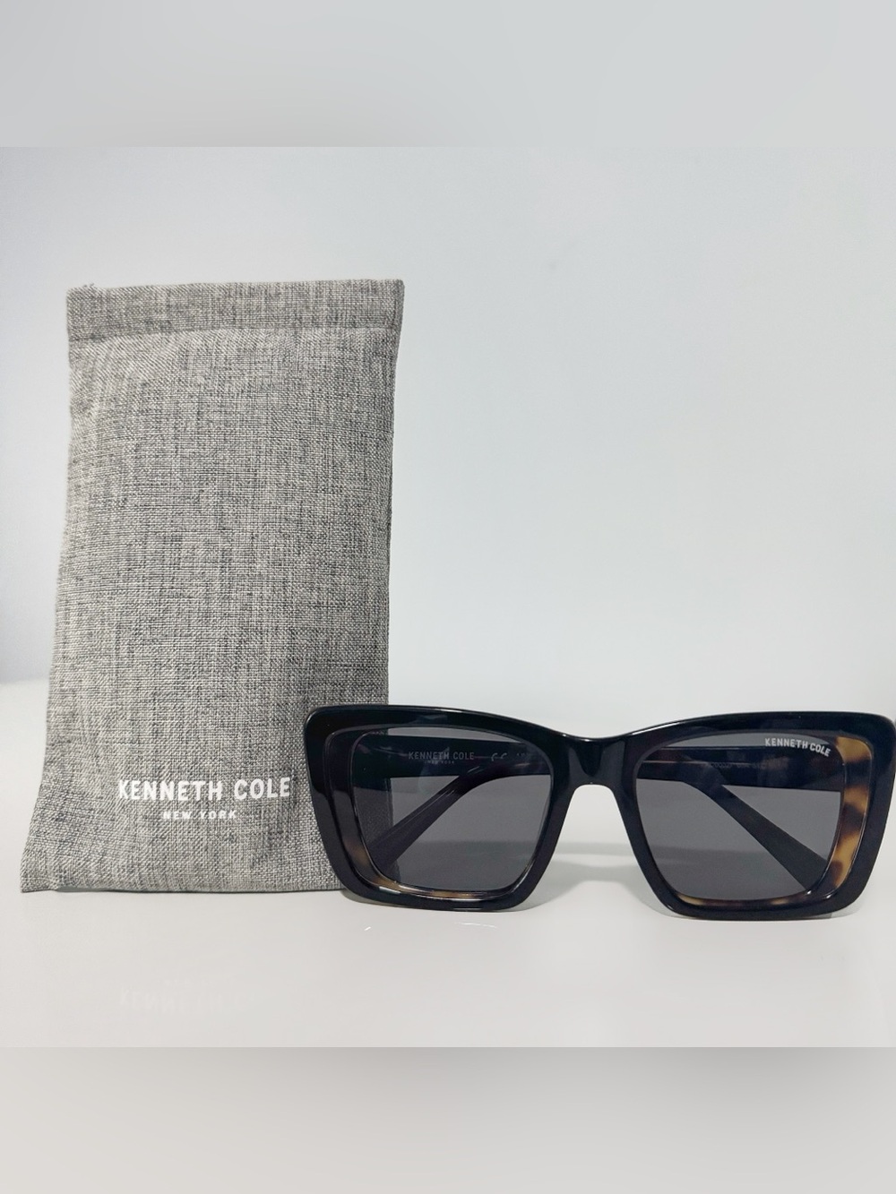 Kenneth Cole Black Glossy Square Sunglasses